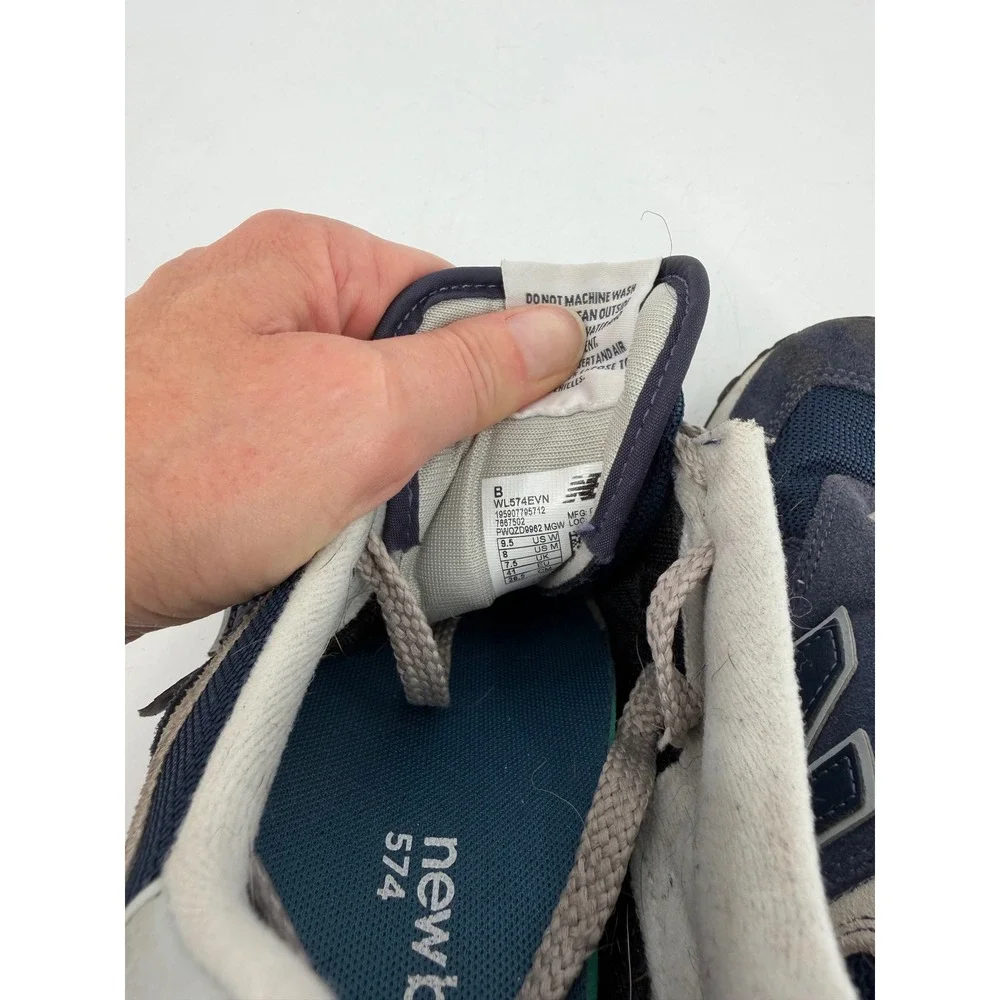 New Balance 574 Classic Womens 9.5 Navy Blue Grey WL574EVN Retro Gorpcore